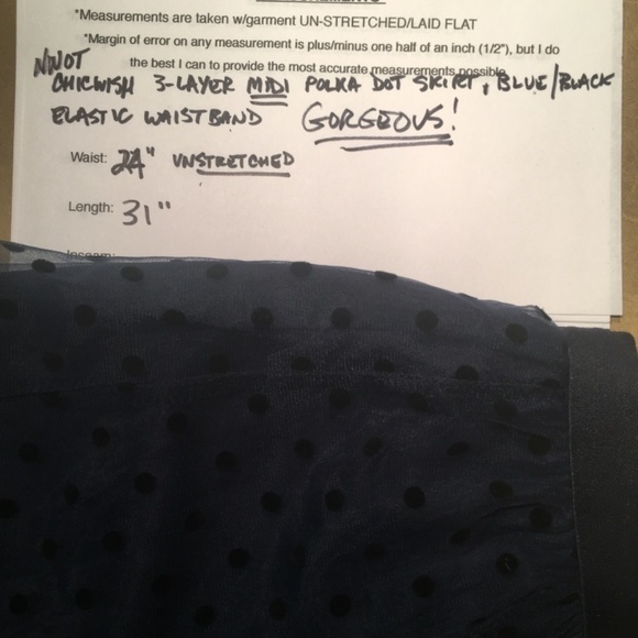 CHICWISH 3D POLKA DOT TRIPLE-LAYERED MESH MIDI SKIRT in NAVY BLUE, Size S-M - Picture 8 of 8
